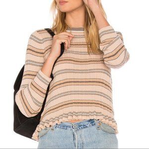 10 Crosby Derek Lam Tan and Black Crew Neck Sweater with Fringe